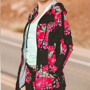 Albion Fit Antigua Floral Full Zip Hoodie Jacket Women's Medium